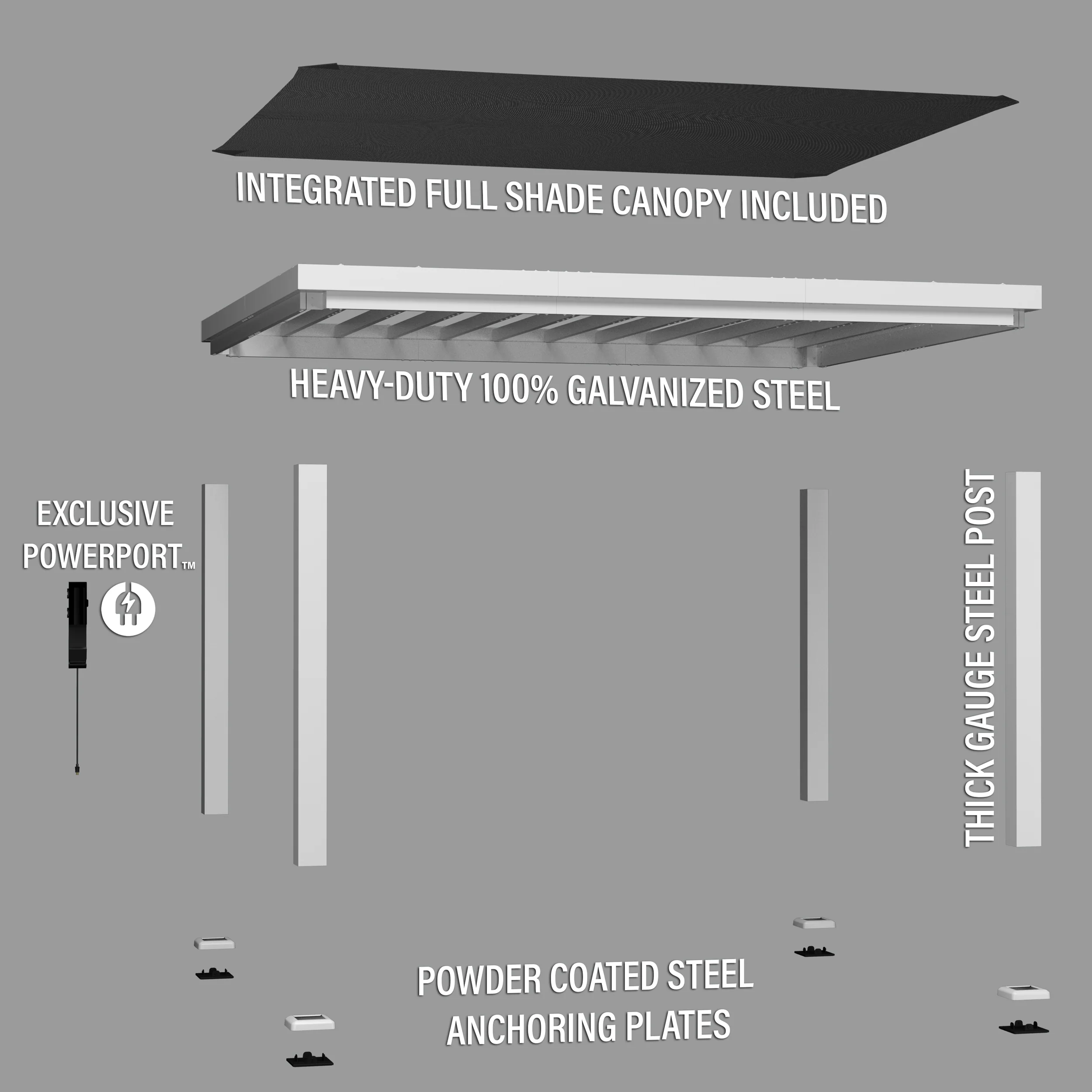 14x12 Windham Modern Steel Pergola With Sail Shade Soft Canopy - Image 12
