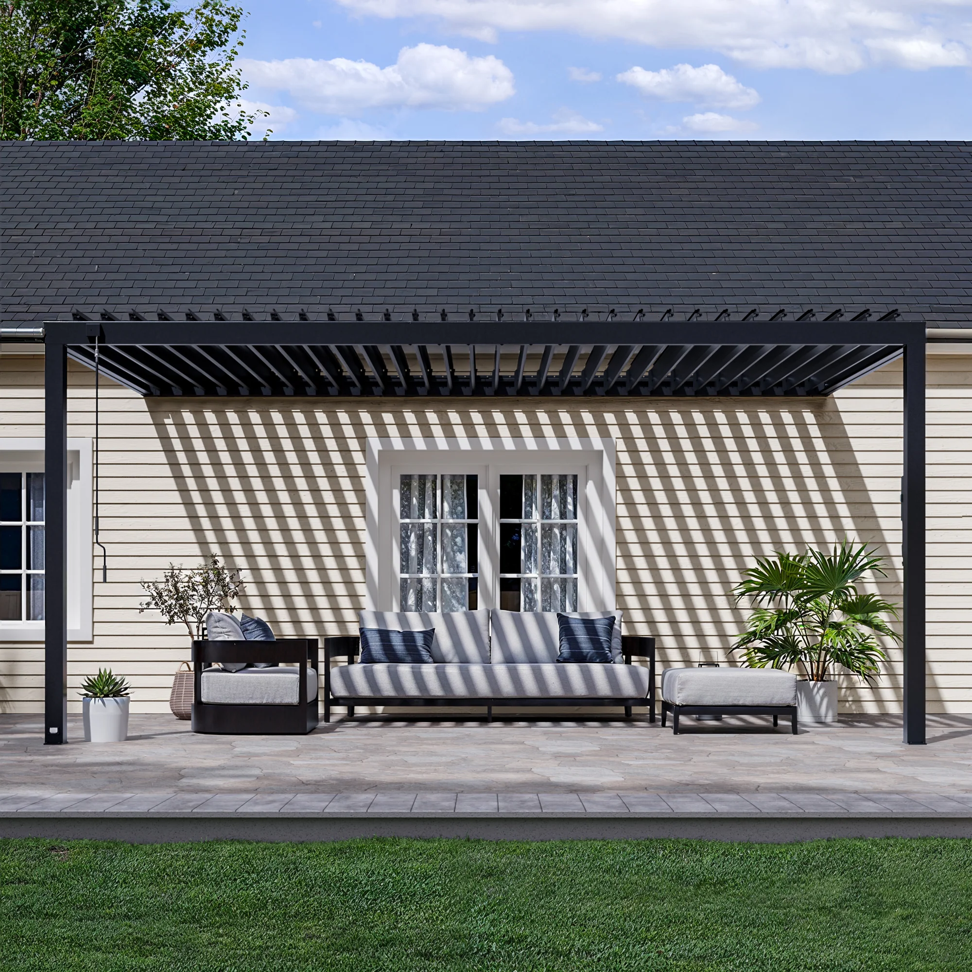 18x10 Evanston Wall Mounted Louvered Pergola - Image 2