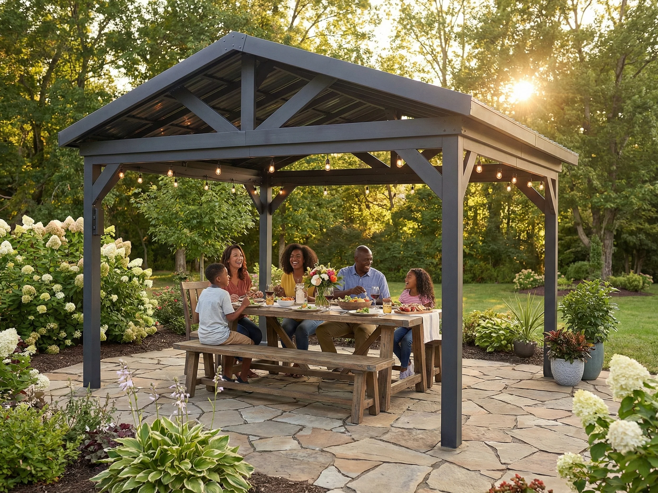 Lancaster | 18x14 Steel Gazebo with Gable Roof - Image 10