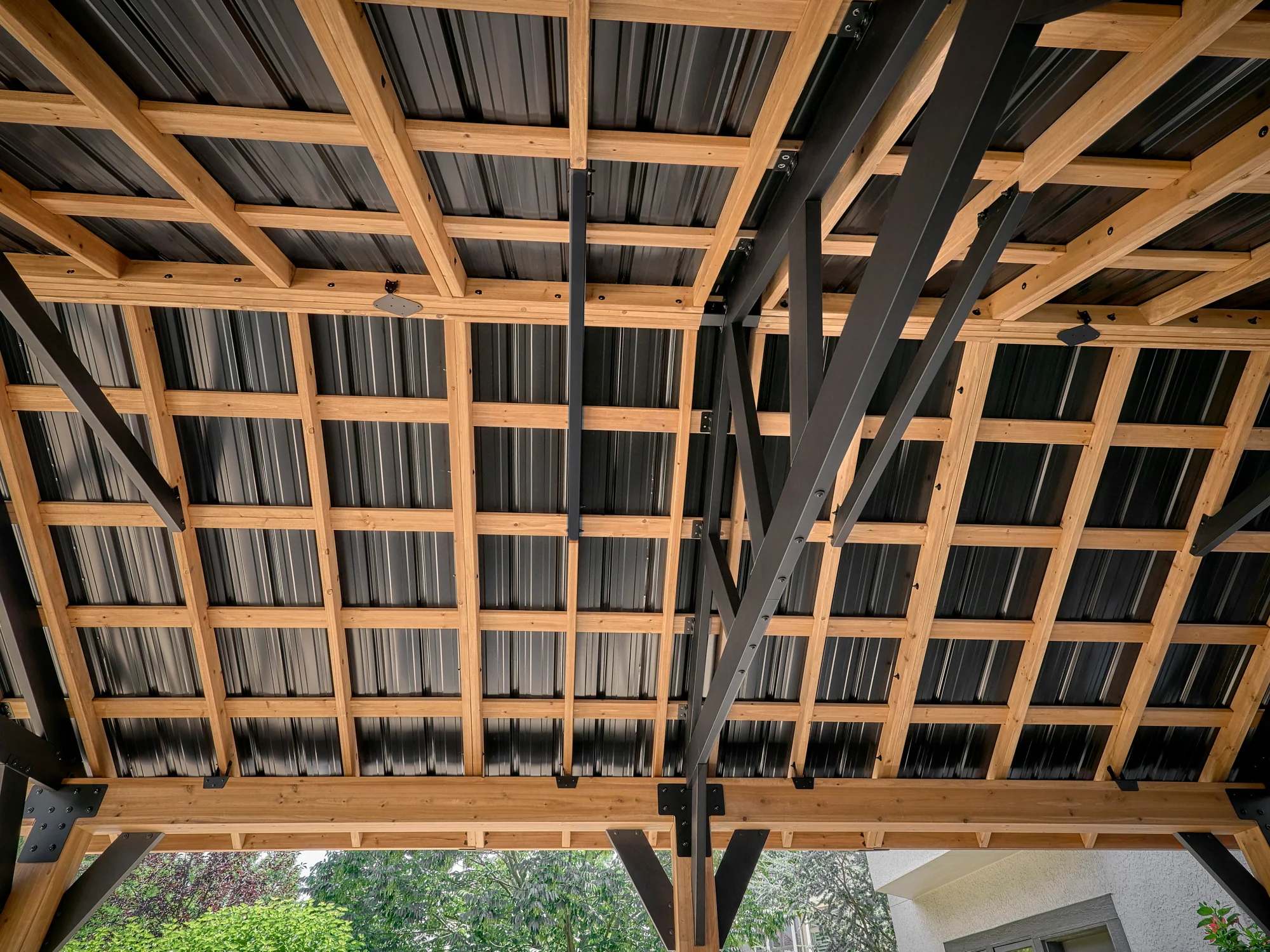 Lodge | 16x14 Cedar and Steel Gazebo with Steel Roof - Image 7