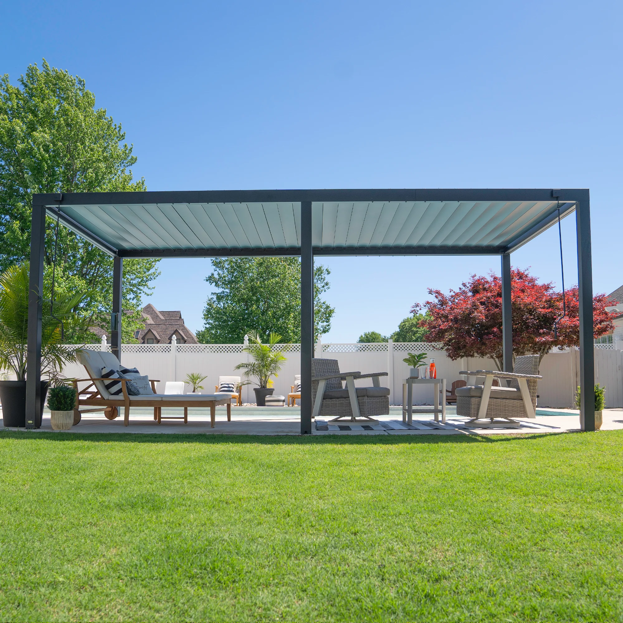 20x10 Sarasota Steel Louvered Pergola - Image 10