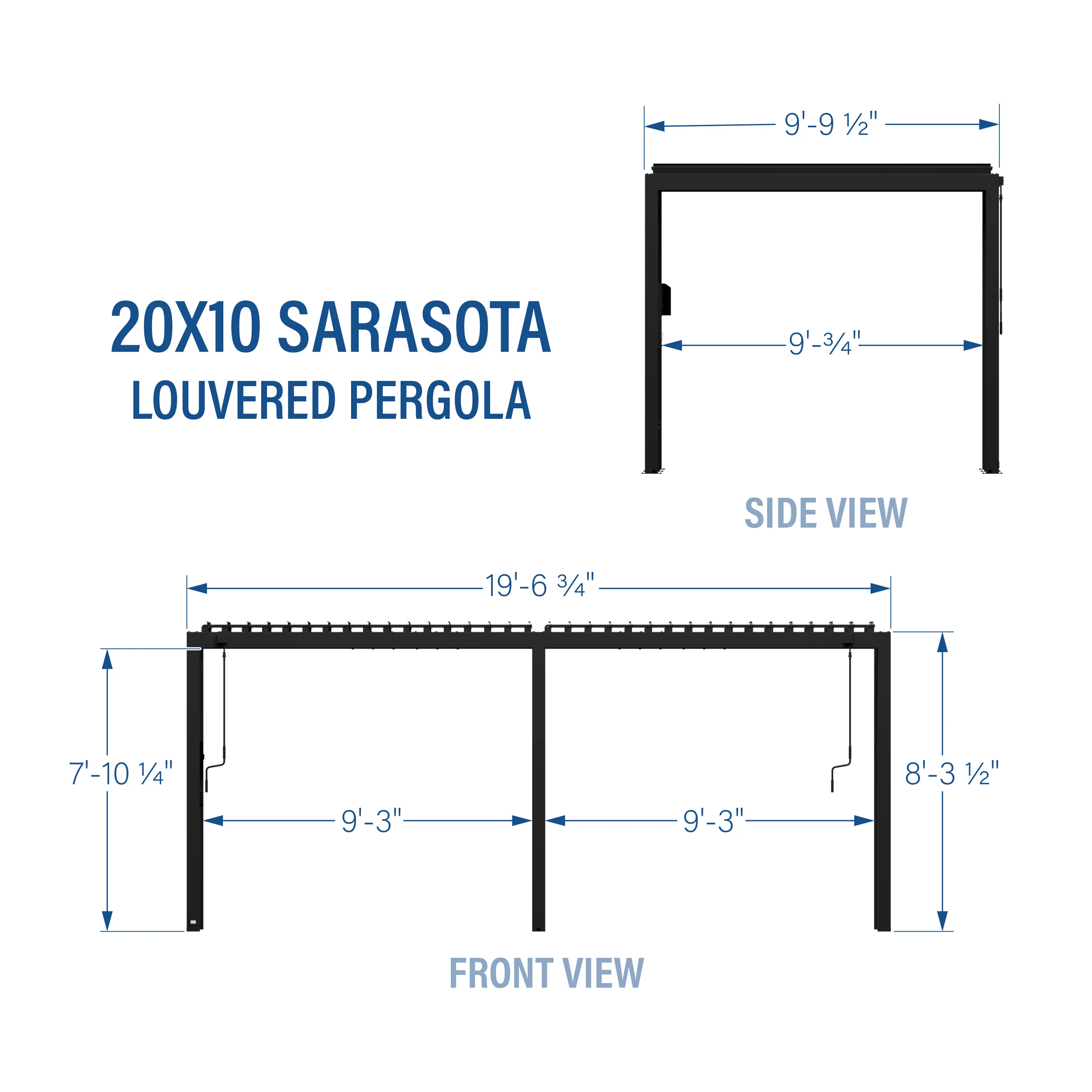 20x10 Sarasota Steel Louvered Pergola - Image 2