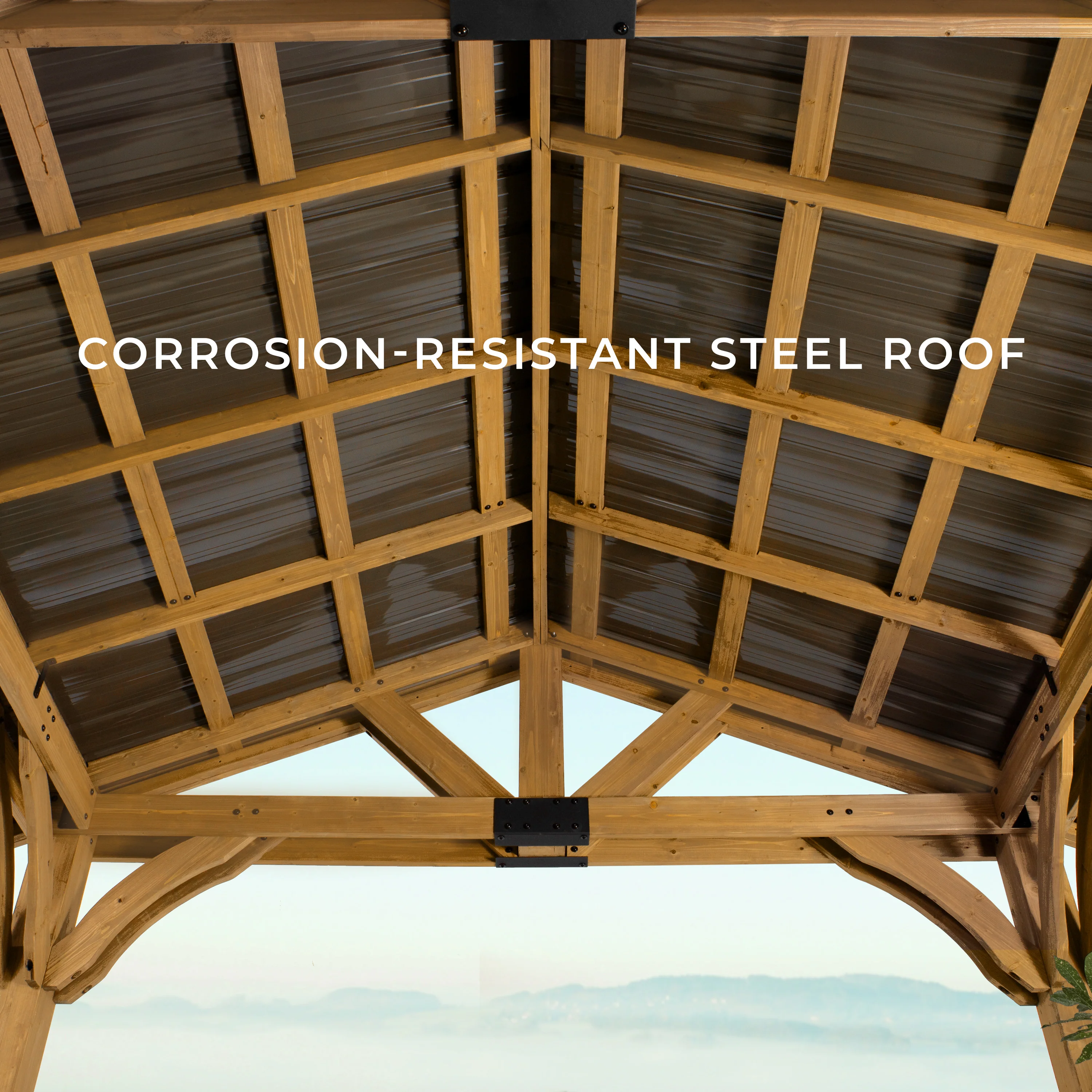 12x12 Arlington Gazebo with Electric - Lt Brown - Image 5