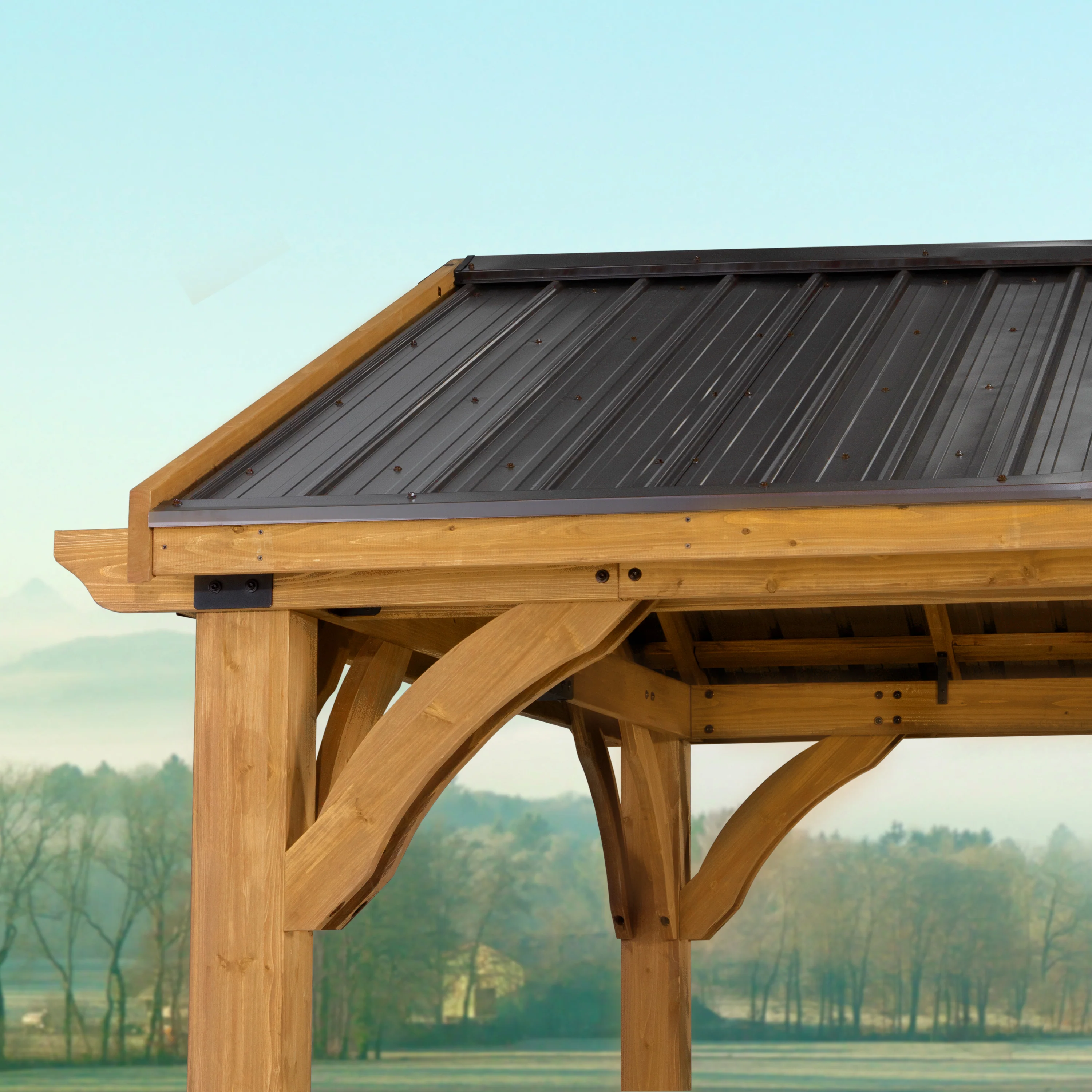 12x12 Arlington Gazebo with Electric - Lt Brown - Image 6
