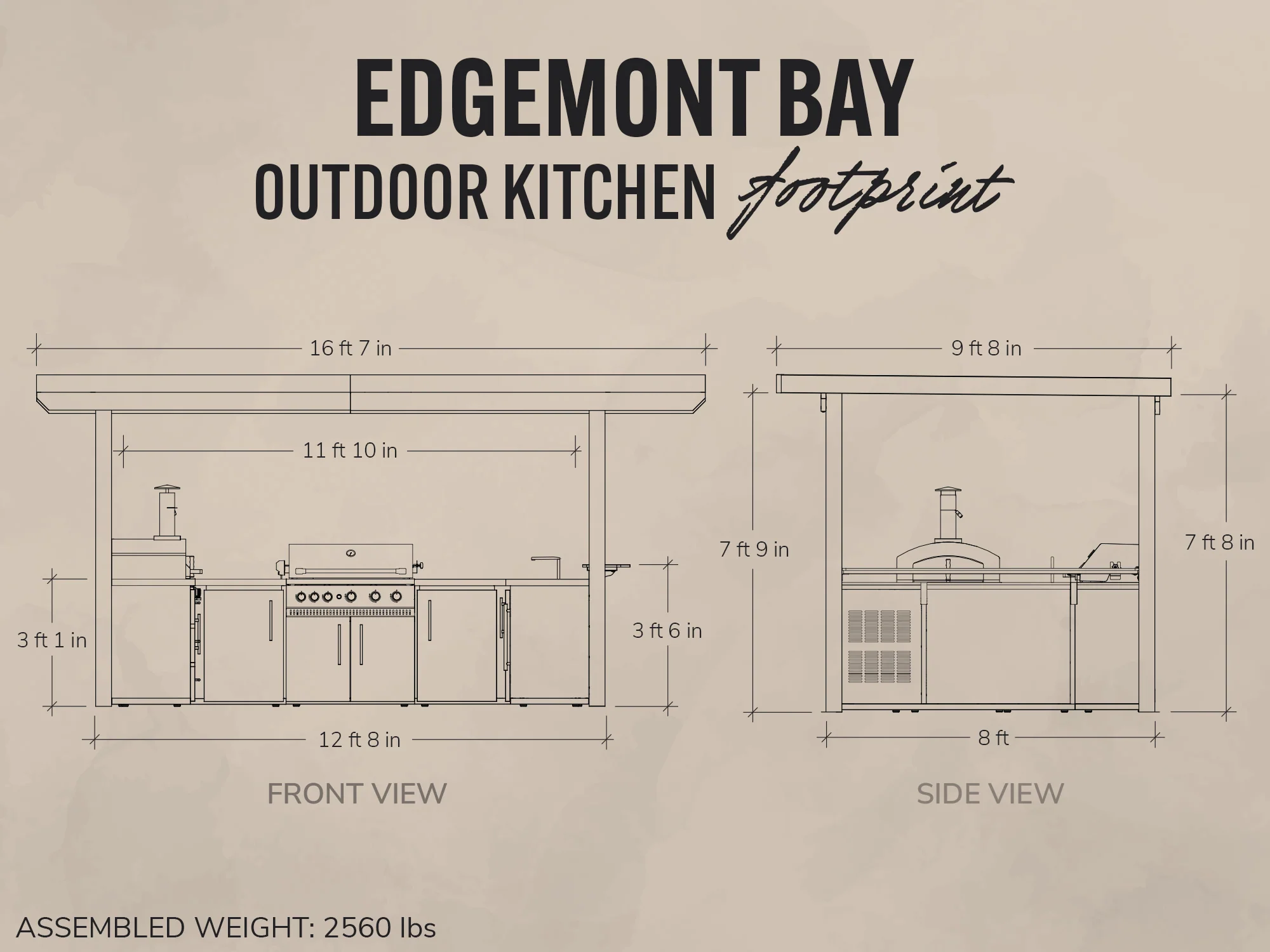 Edgemont Bay | U-Shape Outdoor Kitchen with Bar Seating, Grill & Pizza Oven - Image 2