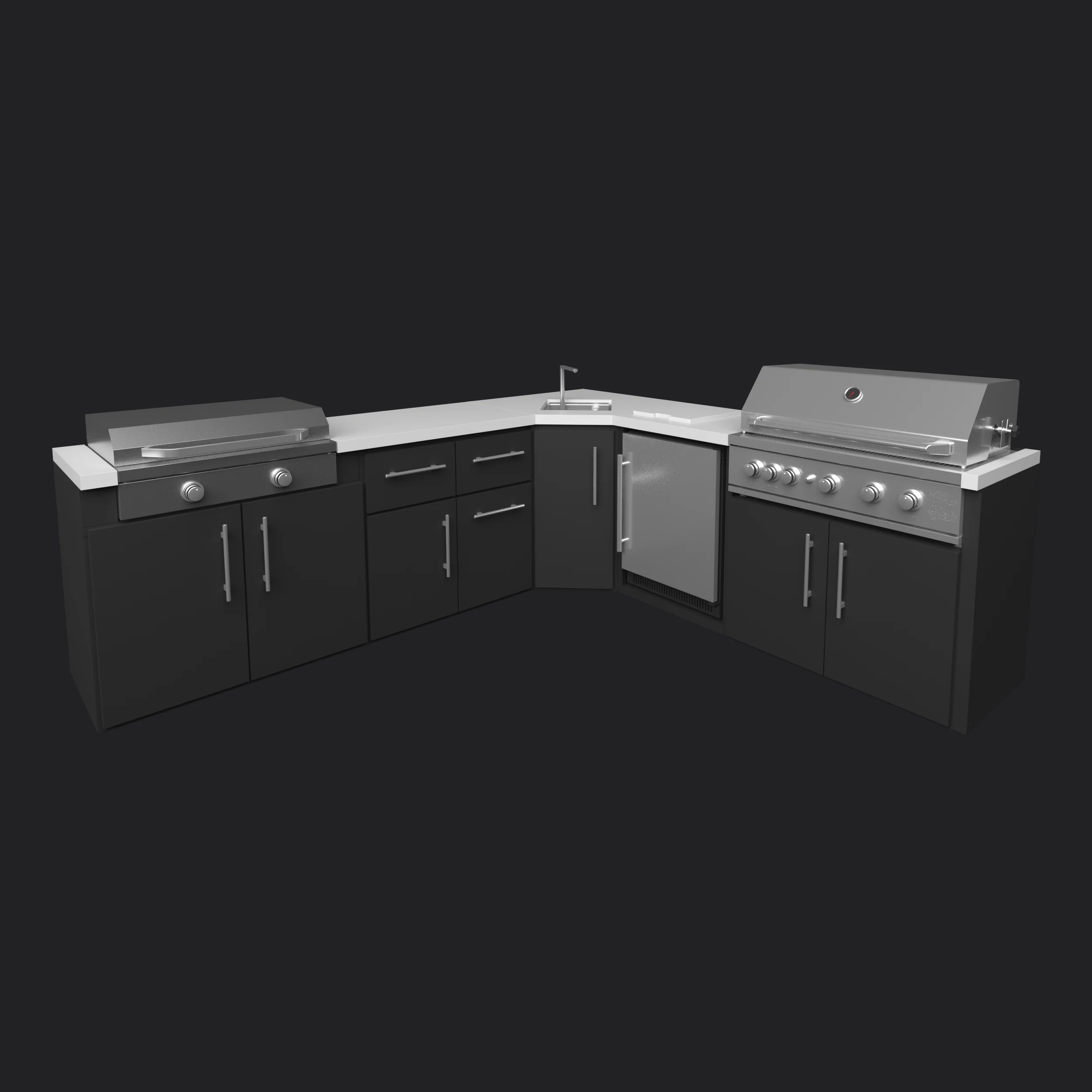 Emory | Corner Outdoor Kitchen Island with Built-In Grill & Griddle - Image 20