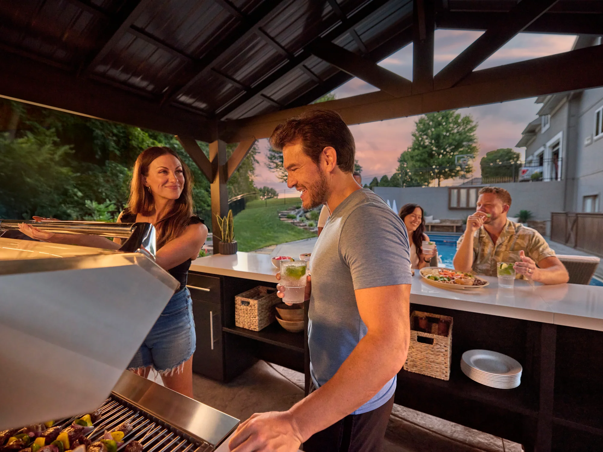Lancaster | Galley Outdoor Kitchen with Built-In Grill & Griddle - Image 22