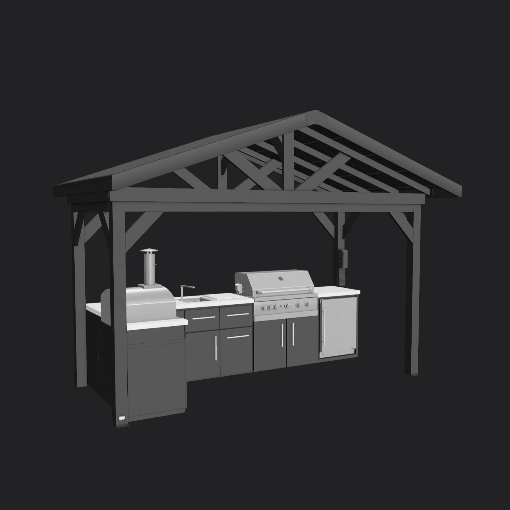 Lancaster | L-Shape Outdoor Kitchen with Built-In Griddle & Pizza Oven - Image 19