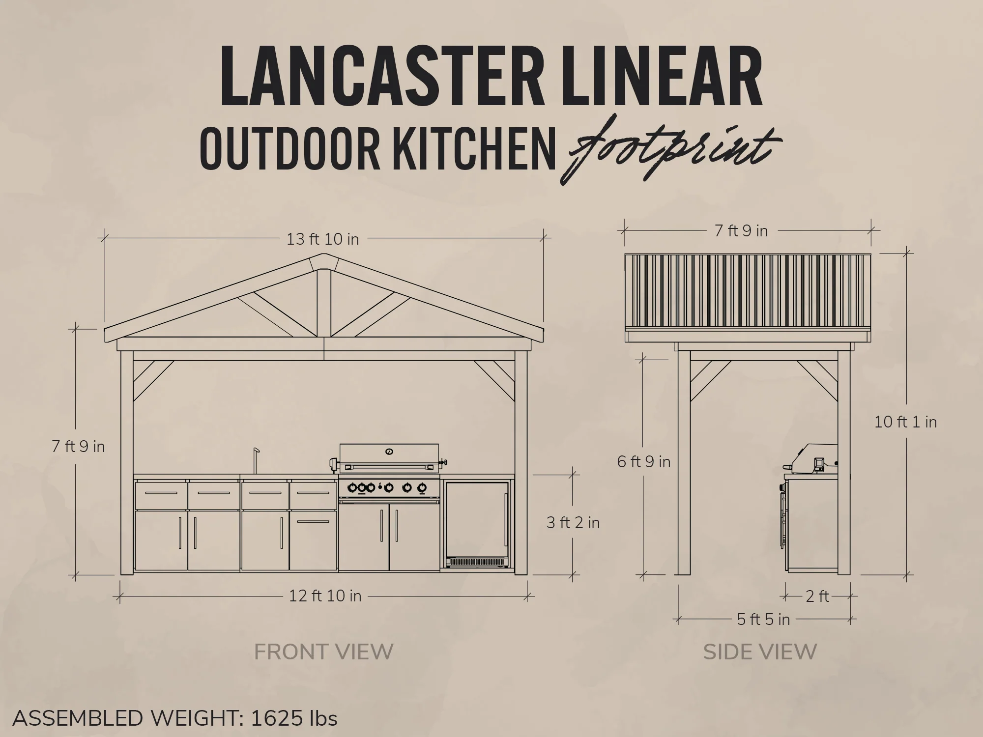 Lancaster | Covered Linear Outdoor Kitchen with Built-In Grill - Image 2