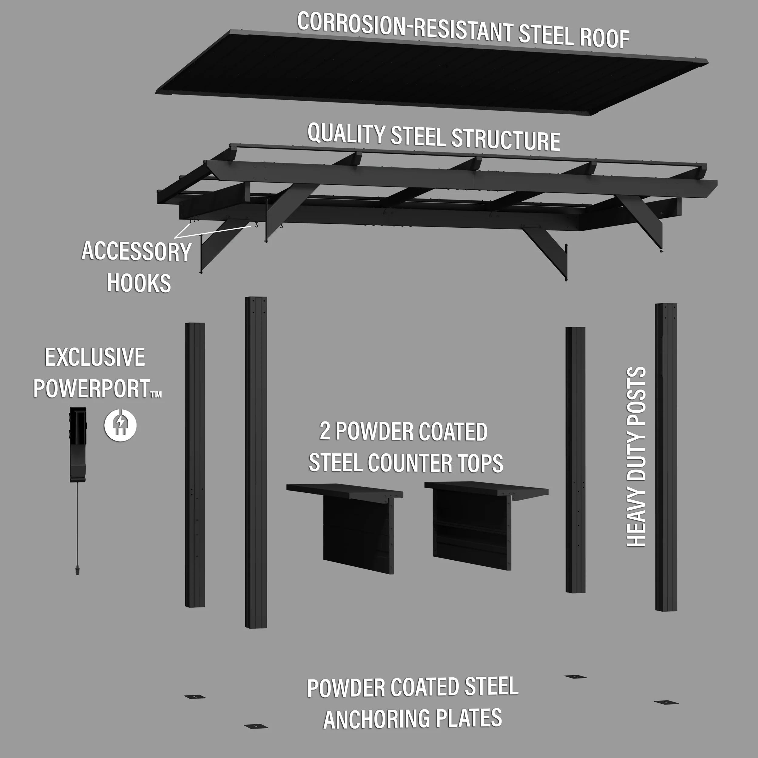 Rockport XL Steel Grill Gazebo - Image 15